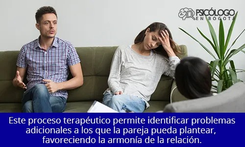 Este proceso terapéutico permite identificar problemas adicionales a los que la pareja pueda plantear, favoreciendo la armonía de la relación Este proceso terapéutico permite identificar problemas adicionales a los que la pareja pueda plantear, favoreciendo la armonía de la relación